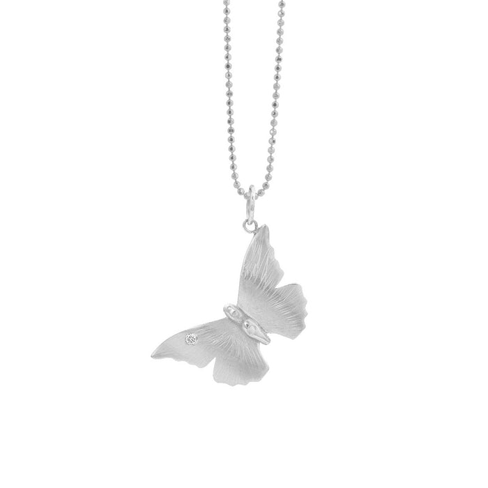 14k white gold baby ANNA butterfly charm with one diamond