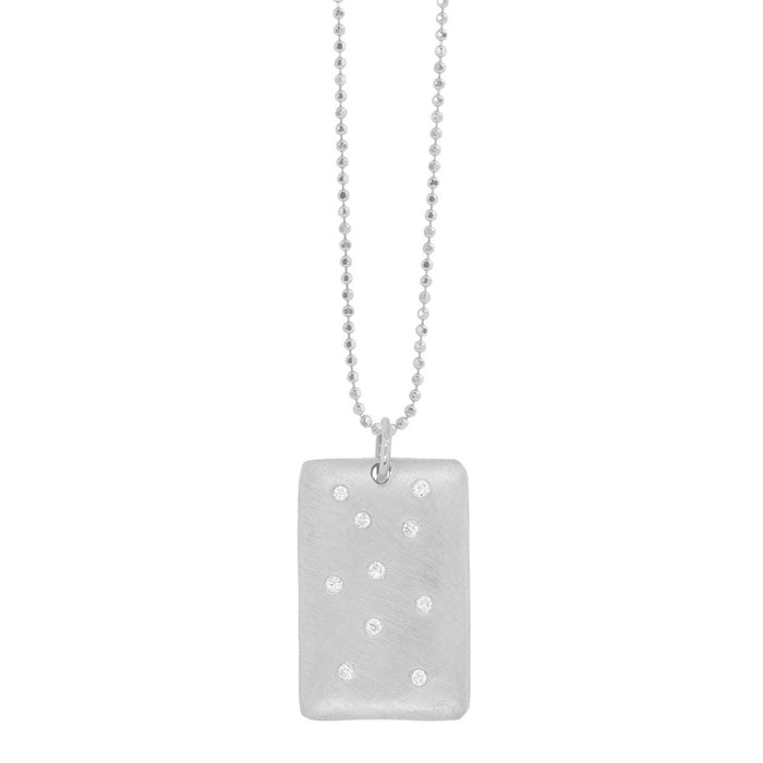 14k white gold medium CALA rectangle pendant with scattered diamonds